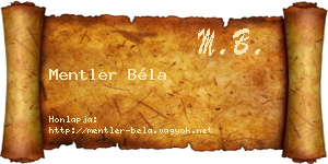 Mentler Béla névjegykártya